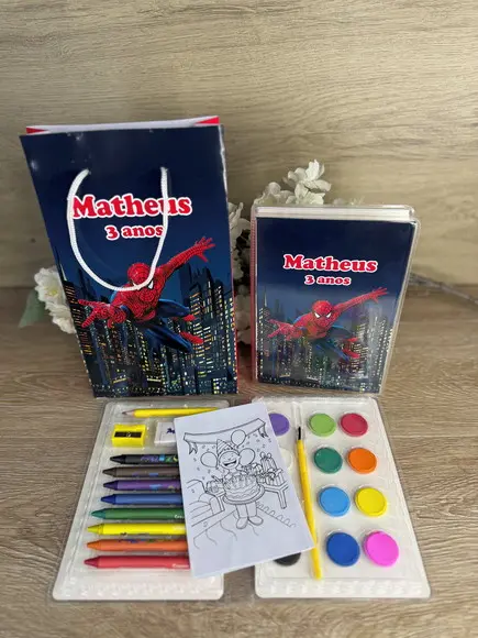 Estojo de Pintura 30 Peças + Sacola Personaliz. Homem Aranha