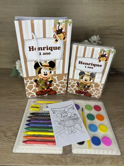 Estojo de Pintura 30 Peças + Sacola Personaliz.mickey Safari