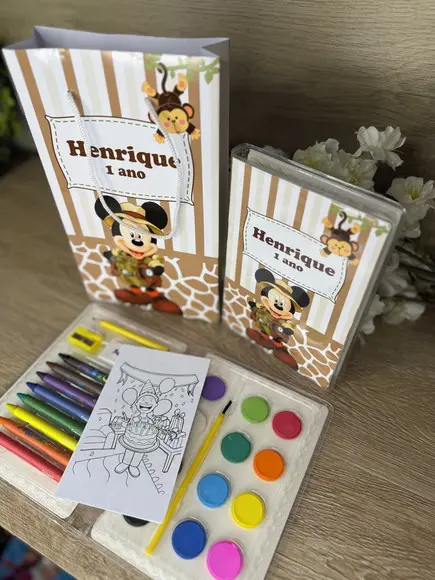Estojo de Pintura 30 Peças + Sacola Personaliz.mickey Safari