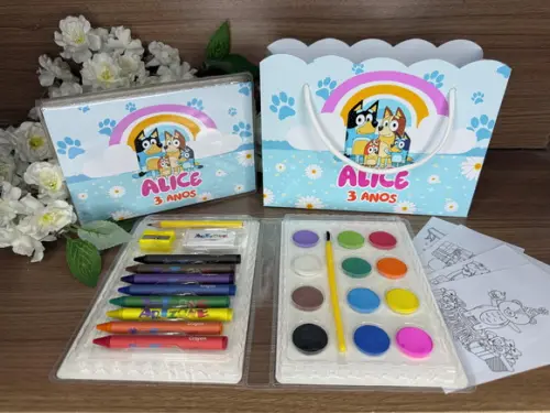 Estojo de Pintura 30 Peças + Sacola Personalizada Bluey