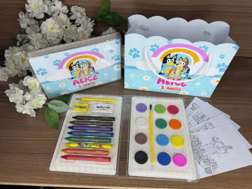 Estojo de Pintura 30 Peças + Sacola Personalizada Bluey