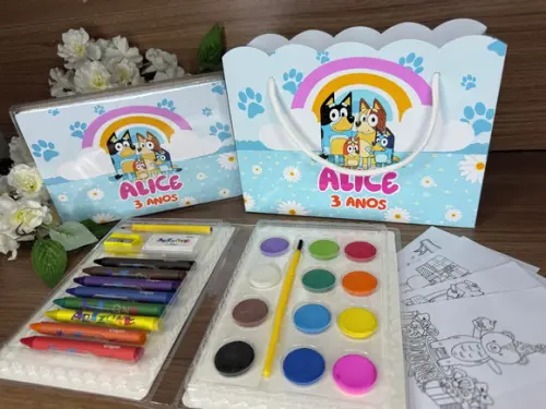 Estojo de Pintura 30 Peças + Sacola Personalizada Bluey