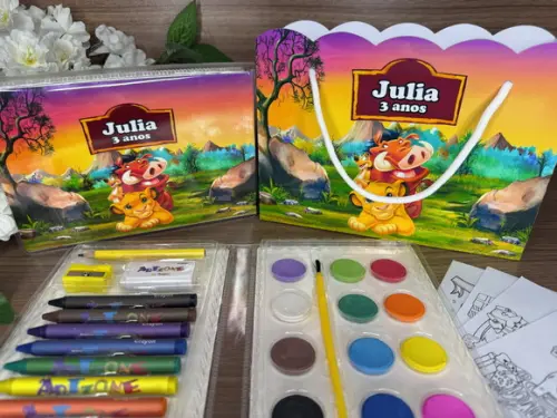 Estojo de Pintura 30 Peças + Sacola Personalizada Rei Leão