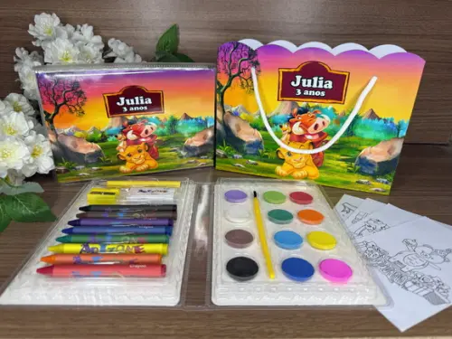 Estojo de Pintura 30 Peças + Sacola Personalizada Rei Leão