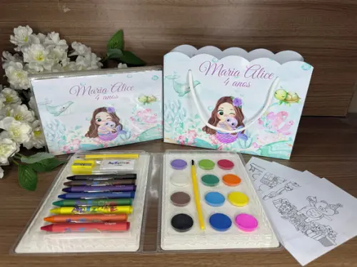 Estojo de Pintura 30 Peças + Sacola Personalizada Sereia