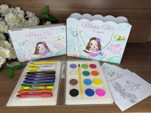 Estojo de Pintura 30 Peças + Sacola Personalizada Sereia
