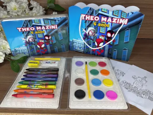 Estojo de Pintura 30 Peças + Sacola Personalizada Spidey