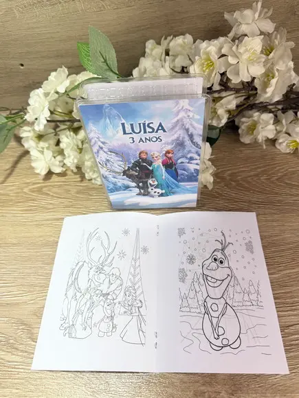 Estojo de Pintura com Revista de Colorir Personalizad Frozen