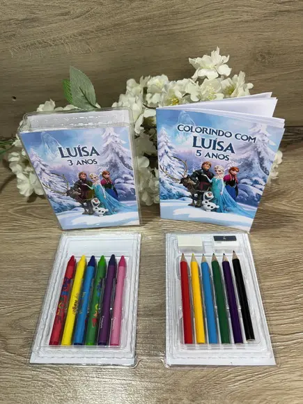 Estojo de Pintura com Revista de Colorir Personalizad Frozen