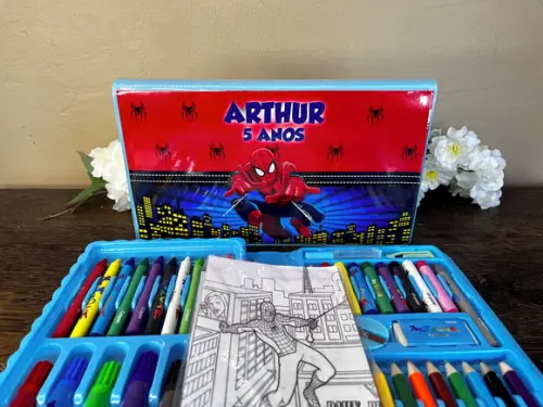 Estojo de Pintura Personalizado Luxo 50 Peças Homem Aranha