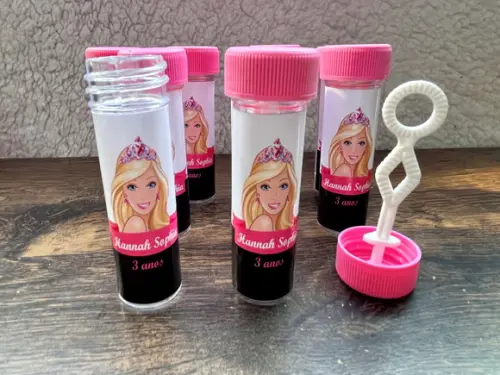 Frasco para Bolinha de Sabão Personalizado Barbie Promoção