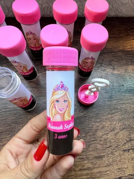 Frasco para Bolinha de Sabão Personalizado Barbie Promoção