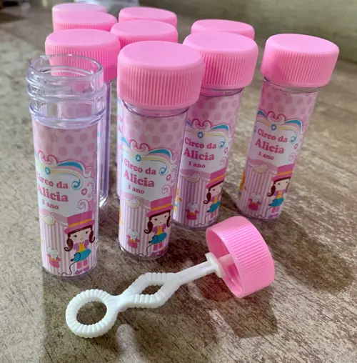 Frasco para Bolinha de Sabão Personalizado Circo Promoção