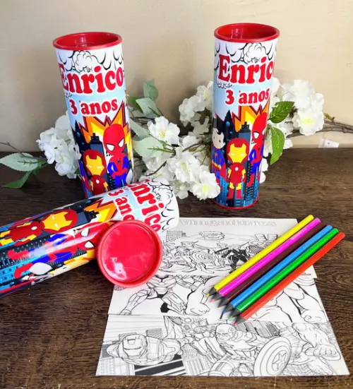 Kit Colorir no Tubo Personalizado Vingadores