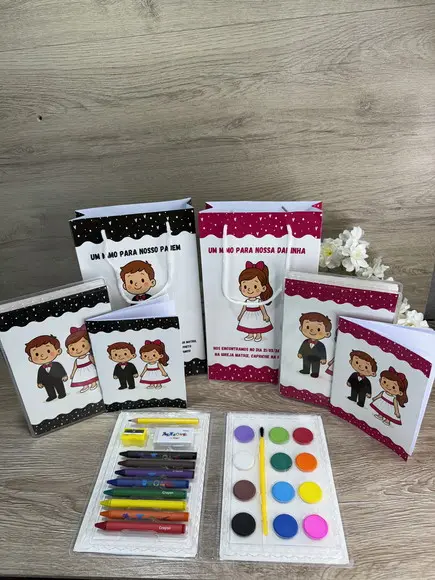 Kit com Estojo de Pintura para Daminha e Pajem Casamento