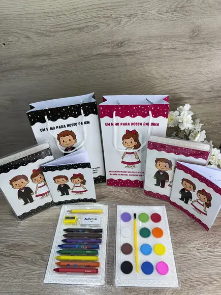 Kit com Estojo de Pintura para Daminha e Pajem Casamento