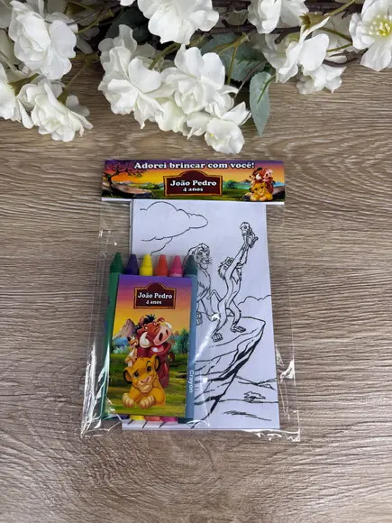 Kit de Colorir com Giz de Cera Personalizado Rei Leão