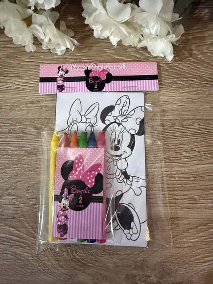 Kit de Colorir com Giz de Cera Personalizado Minnie