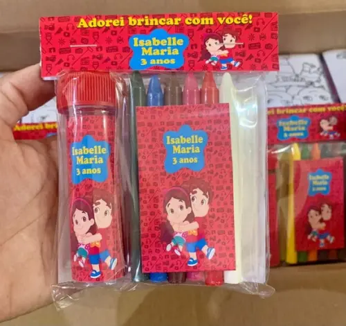 Kit Massinha Giz de Cera e Bolinha de Sabão Jp e Maria Clara