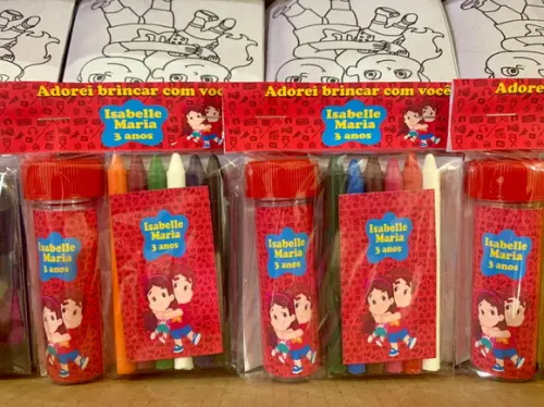 Kit Massinha Giz de Cera e Bolinha de Sabão Jp e Maria Clara