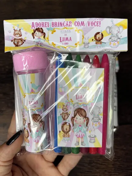 Kit Massinha, Giz de Cera e Bolha de Sabão Circo Rosa