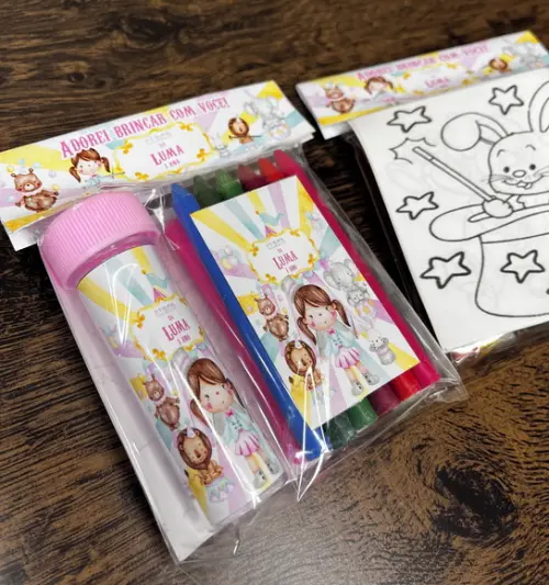 Kit Massinha, Giz de Cera e Bolha de Sabão Circo Rosa