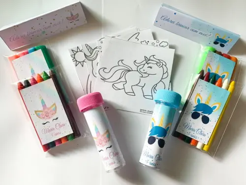 Kit Massinha, Giz de Cera e Bolha de Sabão Unicórnio