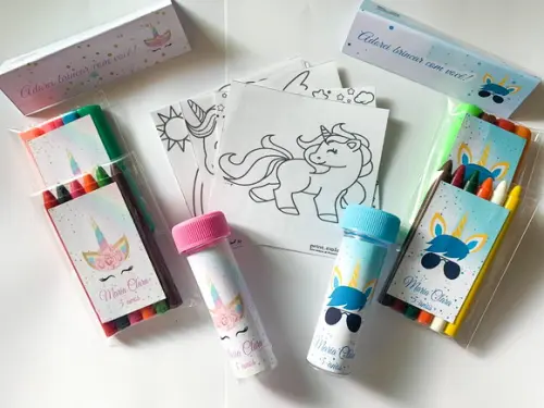 Kit Massinha, Giz de Cera e Bolha de Sabão Unicórnio