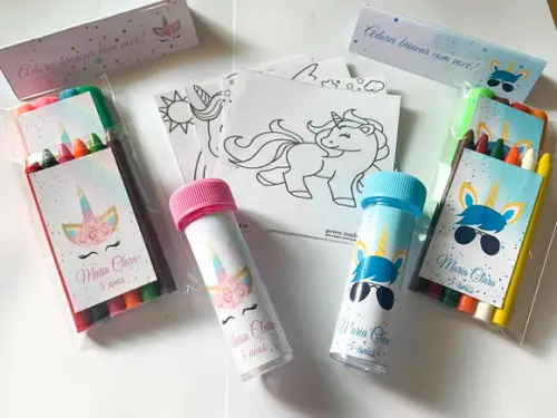 Kit Massinha, Giz de Cera e Bolha de Sabão Unicórnio