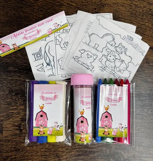 Kit Massinha, Giz de Cera e Bolha Fazendinha Rosa