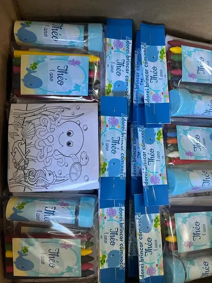Kit Massinha, Giz de Cera e Bolinha de Sabão Fundo do Mar