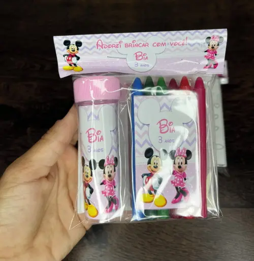 Kit Massinha, Giz de Cera e Bolinha de Sabão Minnie e Mickey