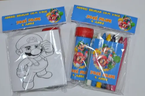 Kit Massinha, Giz de Cera e Bolinha de Sabão Super Mário
