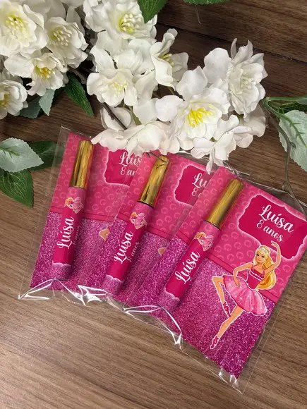 Lip Gloss com Card Personalizado Barbie Bailarina