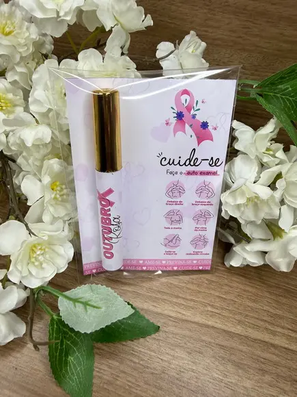 Lip Gloss com Card Personalizado Outubro Rosa