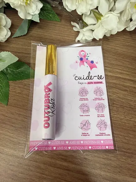 Lip Gloss com Card Personalizado Outubro Rosa