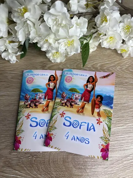 Mini Revista de Colorir Personalizada Moana 2