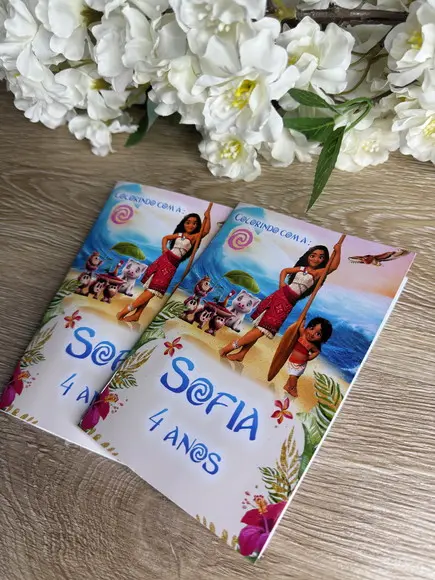 Mini Revista de Colorir Personalizada Moana 2
