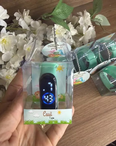 Relógio Digital Infantil com Caixinha Personaliz. Dino Baby
