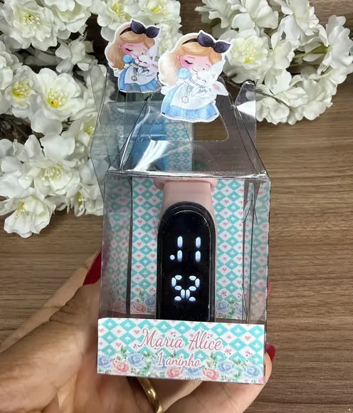Relógio Digital Infantil com Caixinha Personalizada Alice