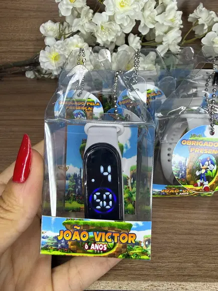 Relógio Digital Infantil com Caixinha Personalizada Sonic