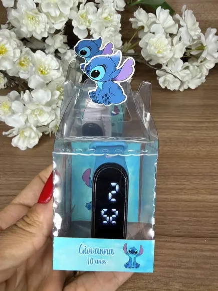 Relógio Digital Infantil com Caixinha Personalizada Stitch
