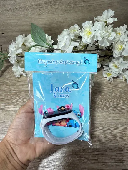 Relógio Digital Infantil Personalizado Stitch e Angel