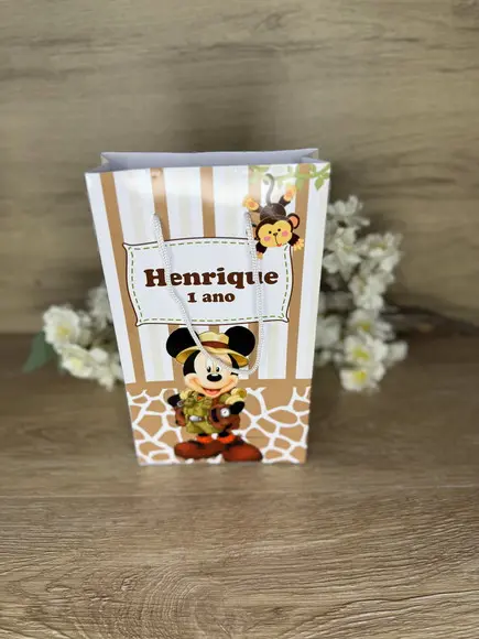 Sacola Personalizada 22x13 Mickey Safari