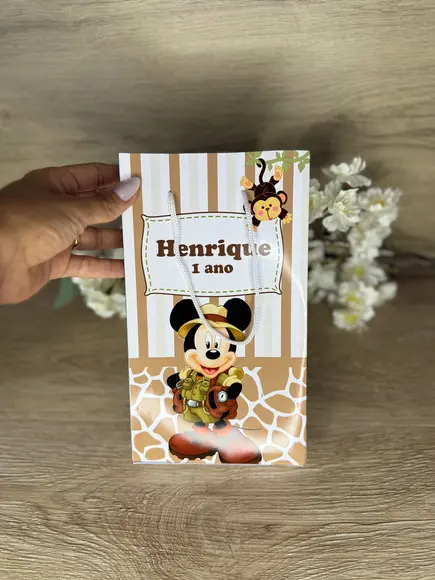 Sacola Personalizada 22x13 Mickey Safari