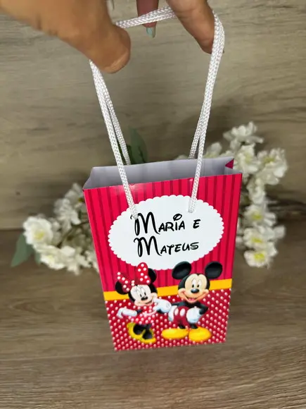 Sacolinha Personalizada 17x10 Mickey e Minnie