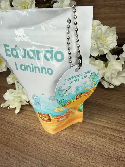 Saquinho Zip Lock Personalizado Fundo do Mar com Tag 15x10