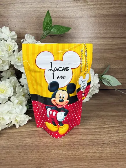 Saquinho Zip Lock Personalizado Mickey com Tag 15x10
