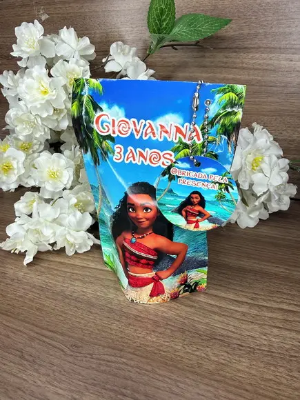 Saquinho Zip Lock Personalizado Moana com Tag 15x10