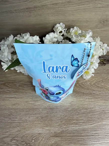 Saquinho Zip Lock Personalizado Stitch com Tag 19x12